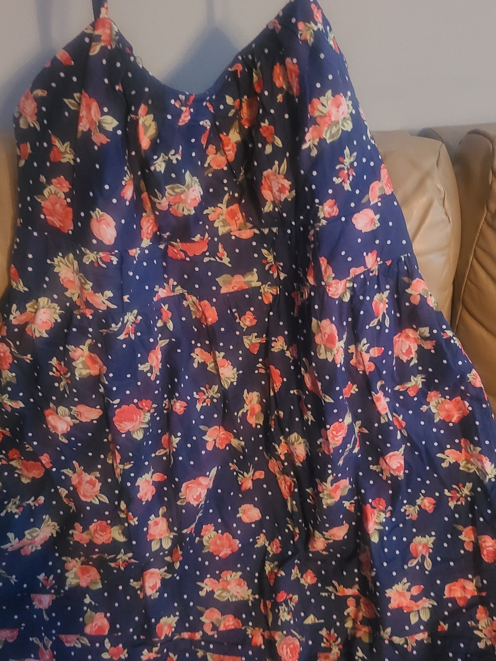 City Triangles Navy Dress with Coral Floral Print
